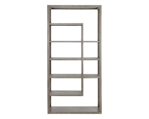 Sunpan KENZIE Bookcase - Stylish Grey Mango Wood Storage with Artisan Craftsmanship for Home & Office Decor 109601