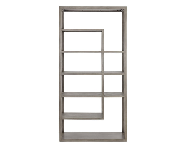 Sunpan KENZIE Bookcase - Stylish Grey Mango Wood Storage with Artisan Craftsmanship for Home & Office Decor 109601