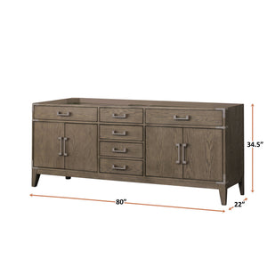 English Elm Grey Oak Double Bath Vanity - Spacious 80" W X 22" D With Soft-Close Drawers & Ample Storage Space B2731P259930