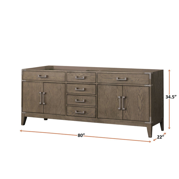 English Elm Grey Oak Double Bath Vanity - Spacious 80" W X 22" D With Soft-Close Drawers & Ample Storage Space B2731P259930