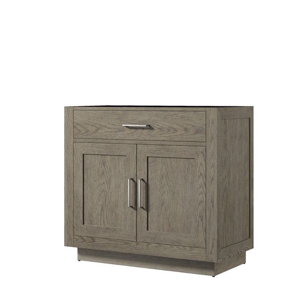 English Elm Grey Grey Oak Single Bath Vanity 36-in W x 22-in D Midcentury Freestanding Single Sink Cabinet Soft-Close Storage B2731P257677