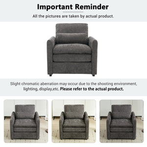 English Elm 31.9" Cozy Upholstered Armchair with Chenille Fabric, Double-Layer Cushions & Lumbar Support Grey N719P251495E