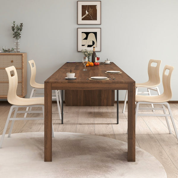 English Elm Modern Expandable Dining Table with Built-In Outlet, 5-Panel Extendable Space-Saving Design for Gatherings Walnut W331S00191