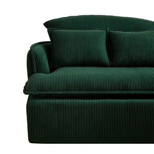 English Elm Convertible Compressed Sofa Chair Ottoman Corduroy Fold-Out Recliner for Small Spaces Dorm Apartments Green W1036P251813