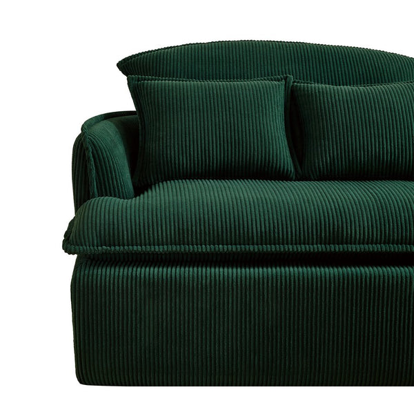 English Elm Convertible Compressed Sofa Chair Ottoman Corduroy Fold-Out Recliner for Small Spaces Dorm Apartments Green W1036P251813