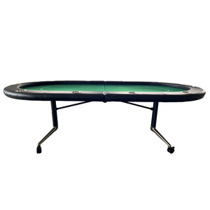 English Elm Ino Design 94 Inch Oval Felt Poker Table Seats Ten with Casters and Cup Holders Green W2748P321635