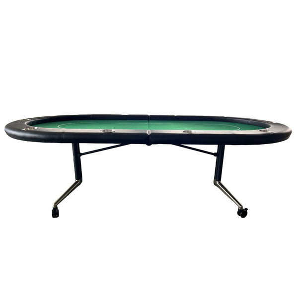 English Elm Ino Design 94 Inch Oval Felt Poker Table Seats Ten with Casters and Cup Holders Green W2748P321635
