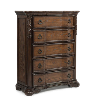 English Elm 1pc Genuine Marble Top Dresser with Nine Drawers, Intricate Moldings and Curved Silhouette, Luxury Finish Brown,Coffee 47.5 L x 22 W x 56.8 H B2741P366055