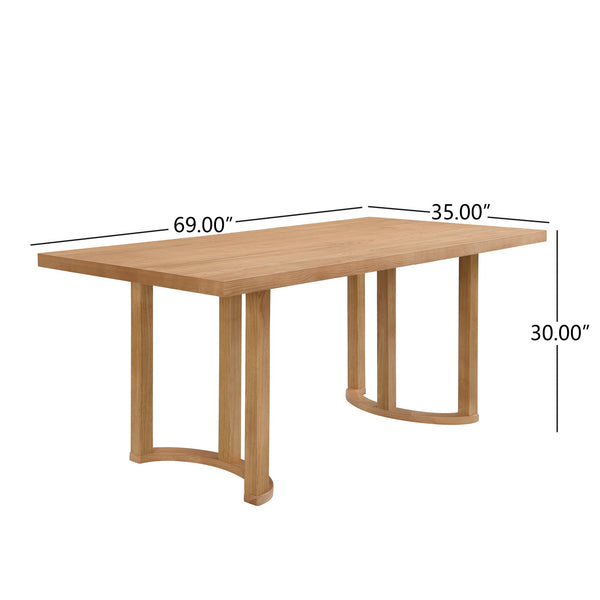 English Elm Christopher Knight Home® - 69 69 INCHES DINING TABLE - Sleek Solid Wood & MDF Rectangular Table with U-Shaped Trestle Base, Seats 6 Natural N771P256927Q