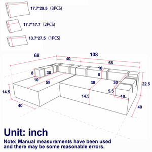 English Elm Modern Chenille Upholstered Sectional Sofa Set - 108" L-Shaped Convertible Couch With 6 Pillows W834S00394