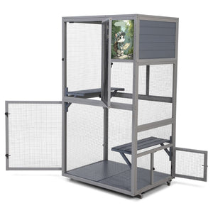 English Elm Wooden Pinewood Small Animal Habitat with Acrylic Panels Ramps Tunnel and Rolling Base W2181P363536