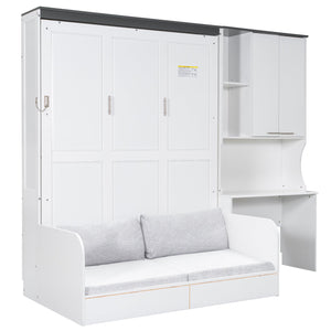 English Elm Multi-Functional Murphy Bed: Stylish Queen System With Sofa, Desk & Storage For Space-Saving Living N7090000606K