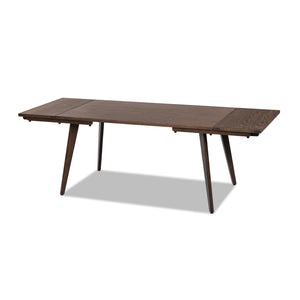 English Elm Jennifer Taylor Home - Capri Solid Red Oak 59–90.5" Extendable Dining Table for 6–8 with Mid-Century Tapered Legs and Grain Dark Brown B2719P395576