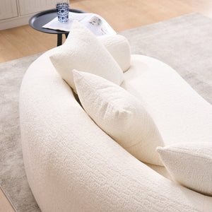 English Elm LY-025S Curved Loveseat Compact 65" Space-Saving Chenille Upholstery, 30D Foam+Spring Comfort White W2231P261287
