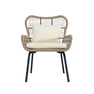 English Elm Christopher Knight Home® - SOUTHPORT Woven Rope Club Chair with Steel Frame, Water‑Resistant Cushions & Bohemian Outdoor Style Brown+Beige 62329.00CBRN