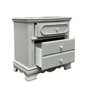 English Elm Grey 3-Drawer Nightstand with Quiet Wooden Glides, Dovetail Construction, Durable Poplar-MDF Finish B062P209009