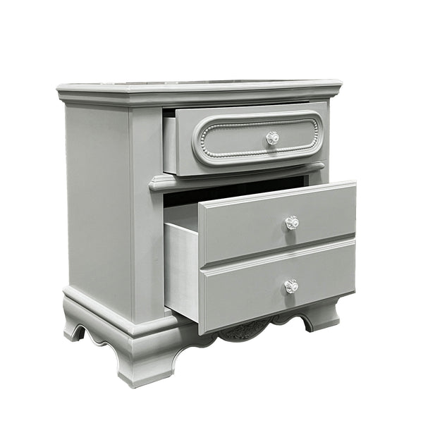English Elm Grey 3-Drawer Nightstand with Quiet Wooden Glides, Dovetail Construction, Durable Poplar-MDF Finish B062P209009