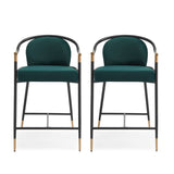 Christopher Knight Home® - Noble House - 26" H Upholstered Counter Stool With Metal Frame (Set Of 2)-Green