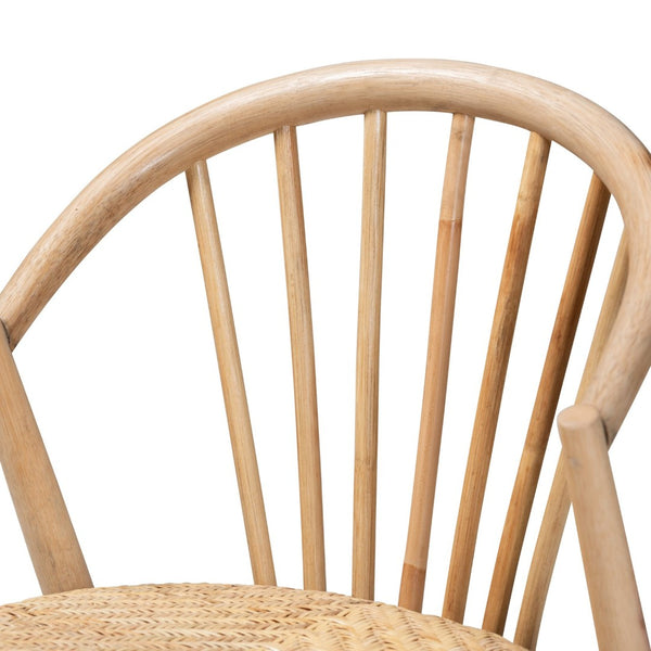 English Elm Mid-century Modern Solid Wood Woven Rattan Dining Chair for Organic Warm Interiors B2750P420363