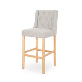 Christopher Knight Home® - Noble House - Lansglen Button Tufted Fabric Wingback Bar Stool (Set of 2)