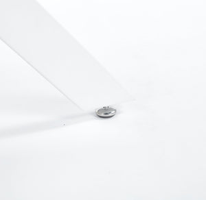 English Elm Dining Modern Glass Top Table with Cross Metal Legs for Space-Saving Living Room, Easy-Clean Design Matte White W234P311858