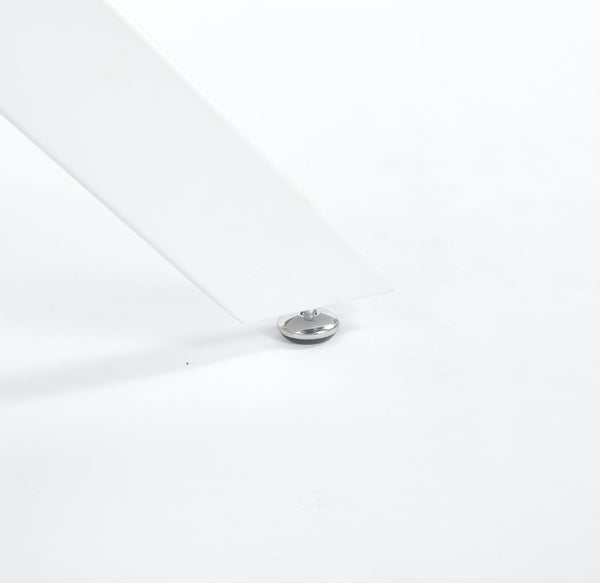 English Elm Dining Modern Glass Top Table with Cross Metal Legs for Space-Saving Living Room, Easy-Clean Design Matte White W234P311858