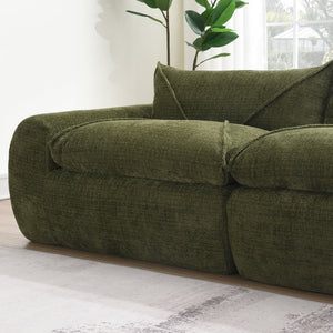 English Elm 116'' Fully Compressed Sofa with Legless Chenille Design, High-Density Comfort, Modular Flexibility and No Assembly Required Green N723S9707F