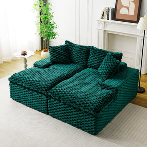 English Elm Green Turtle Velvet Double Chaise Lounge - Cozy & Multifunctional Sofa For Relaxing Or Socializing W3371S00042
