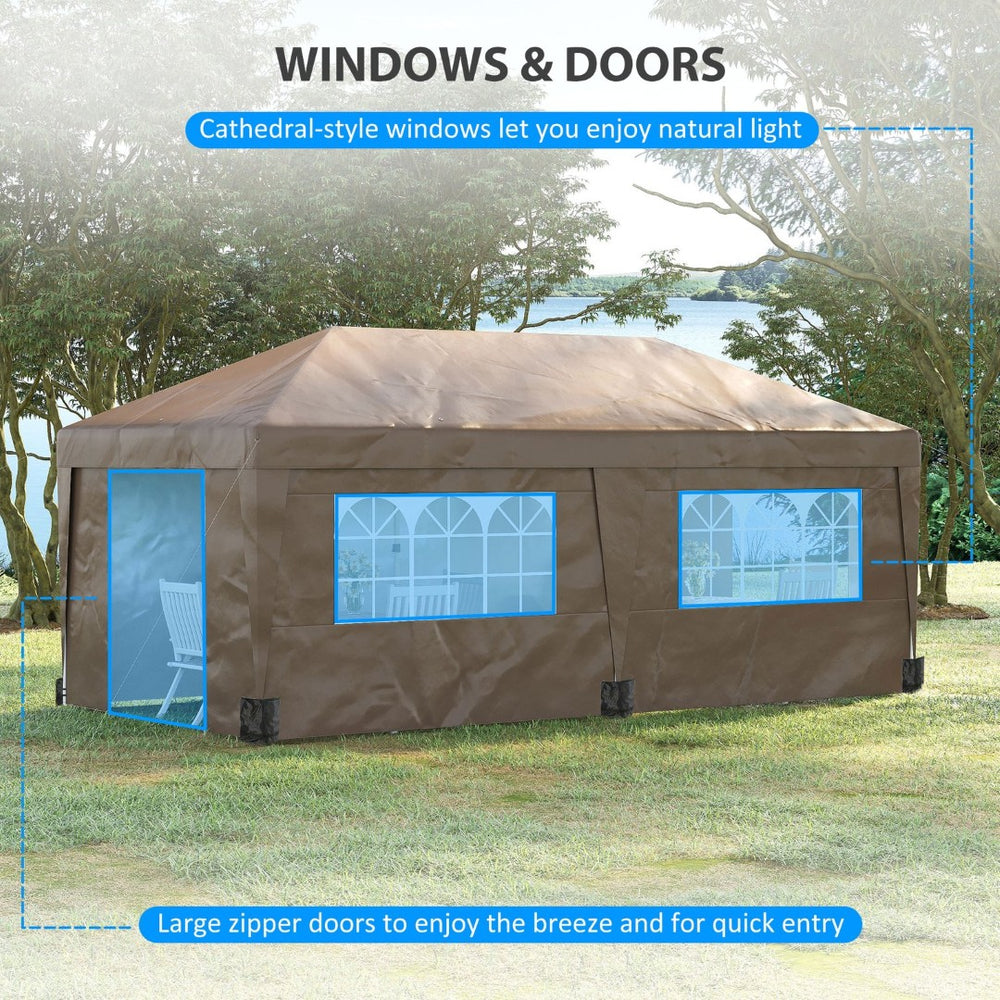 English Elm Outsunny 10' X 19.5' Adjustable Pop-Up Canopy Tent With Sidewalls, Uv30+ Protection, Wheeled Bag W2225P217652-GIGA