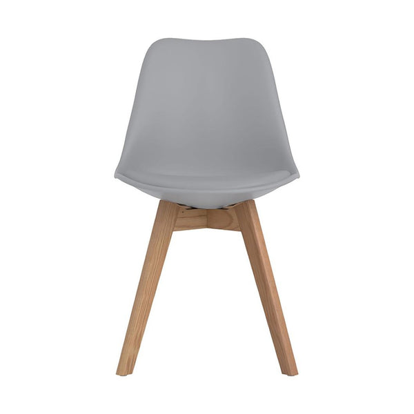 English Elm Set Of 2 Mid-Century Modern Grey Polypropylene Dining Side Chairs With Durable Wooden Legs B016P223203-GIGA