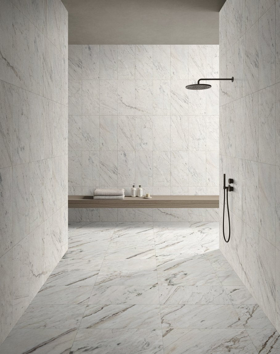 English Elm 12*24 Snow Mountain White Marble Tiles - Polished Natural Stone For Elegant Walls & Floors, 4 Pcs W1696P262331
