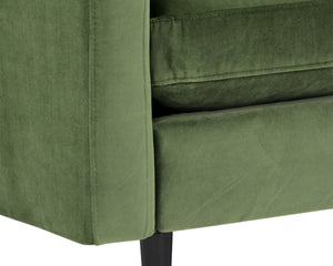 Sunpan YOSI Sofa - Moss Green Velvet with Channel Tufting for Modern Elegance & Everyday Comfort in Living Rooms 103687V