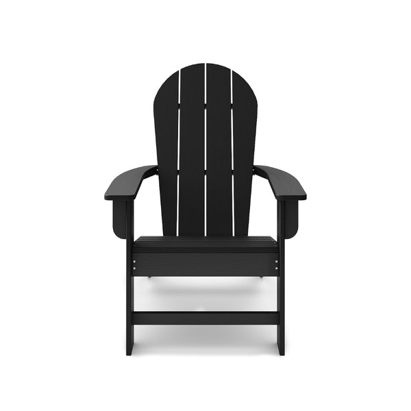 English Elm Adirondack Outdoor Chair Weatherproof Hdpe Fan Back Ergonomic Poolside Patio Lounger Black B195P198778