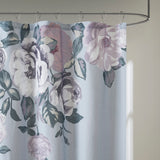 Madison Park Charisma Shabby Chic Cotton Floral Printed Shower Curtain MP70-7697 Grey