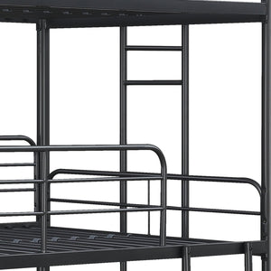 English Elm Furniture Triple Bunk Bed Black - Heavy Duty Steel Twin/Twin/Twin, Quiet Sturdy Frame, Safe Stairs W2297S00012