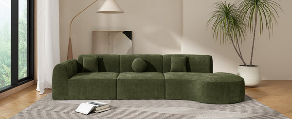 English Elm Christopher Knight Home® - 140" Modern Curved Sectional Sofa with Plush High-Density Sponge, Chaise, Fully Assembled Luxe Seating Green N767P277684F