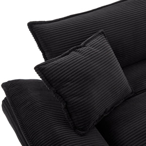 English Elm Corduroy Stylish Sleeper Sofa Loveseat with Dual-Layer Cushions & Two Support Pillows, Sturdy Frame Black W676P184130