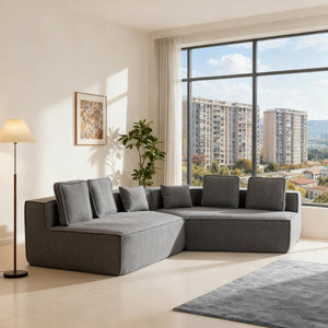 English Elm 132"oversized Teddy Velvet Modular Sectional Plush Foam Couch for Large Living Rooms W3326S00038