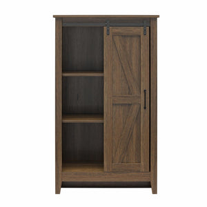 English Elm Alton Farmhouse Chest with Sliding Barn Door Five Drawers and Matte Black Hardware Walnut B2733S00015