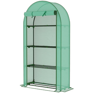 English Elm Lean-to Outdoor Greenhouse with Uv Polyethylene Cover and Four Tiered Wire Shelves T3971P414600