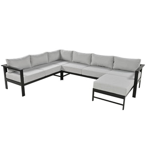 English Elm U_style Outdoor U-shaped Sectional with Iron Frame and Ultra Thick Foam Patio Seating WY000478AAE