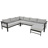 English Elm U-Shaped Multi-Person Outdoor Sofa Set, Suitable For Gardens, Backyards, and Balconies.