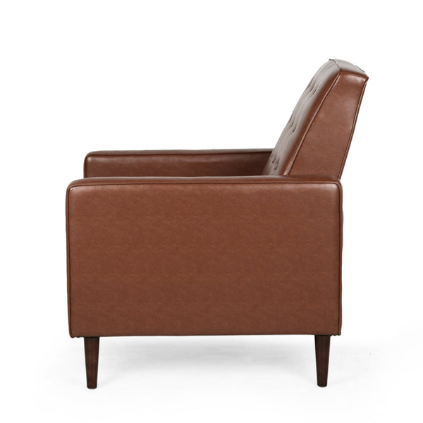 English Elm Christopher Knight Home® - Fabric Recliner Chair Mid-Century Modern Pushback Single Sofa with Tufted Cushion, Birch Legs, Cozy Comfort Light Brown 60741.00PUCOGN