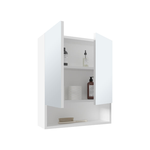 English Elm Wanna 23" High Double Door Medicine Cabinet White with 2 Adjustable Shelves + Open Shelf for Bath B200P286959
