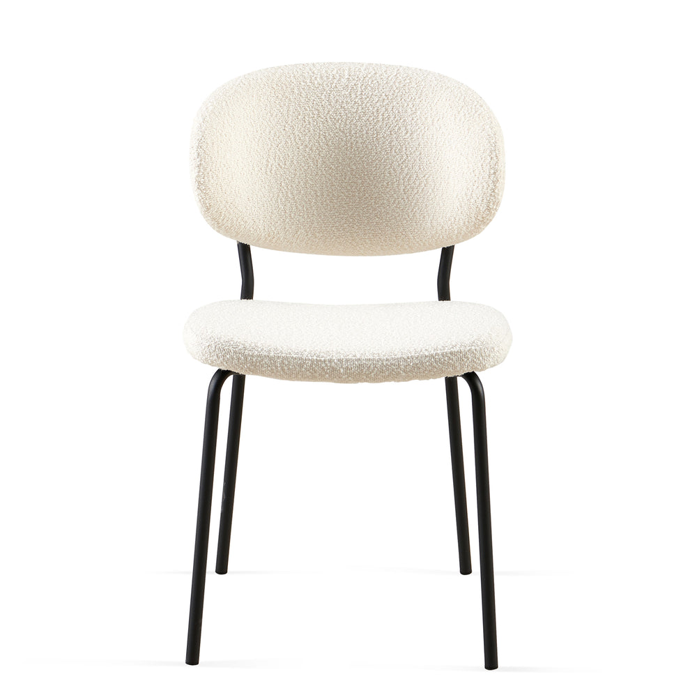 English Elm Beige Boucle Dining Chairs Set Of 2 – Cozy Mid-Century Modern Kitchen Chairs With Curved Backrest W1164P195055