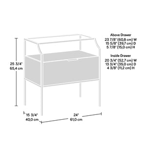 English Elm Night Stand - Contemporary Brown Finish With Metal Frame, Glass Top & Versatile Storage Solutions B356P402578
