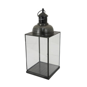English Elm Laila Black Metal Candle Lantern with Clear Glass Panels for Porch or Mantel B056P416922