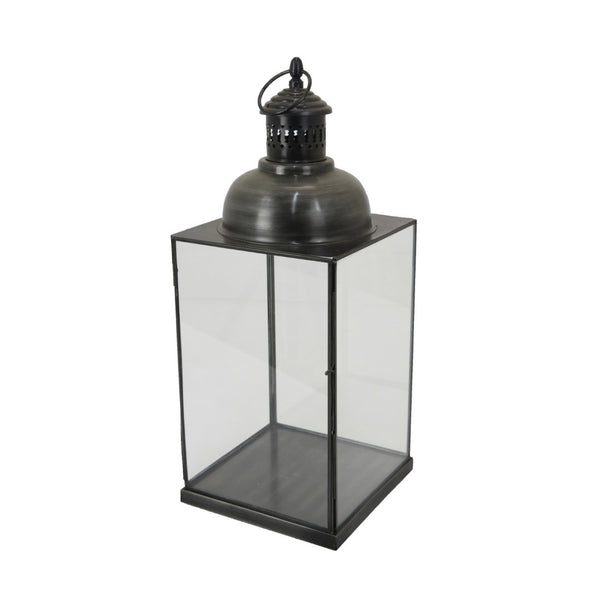 English Elm Laila Black Metal Candle Lantern with Clear Glass Panels for Porch or Mantel B056P416922