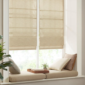 English Elm Printed Faux Silk Room Darkening Cordless Roman Shade with Thermal Foam Backing and OEKO‑TEX Safety taupe 5.05 L x 11.42 W x 7.48 H B03598311