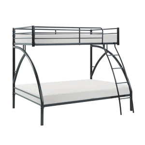 English Elm Black Metal Twin-Over-Twin Bunk Bed with Modern Lines, Sturdy Frame, Space-Saving Design for Kids Black 77 L x 60.25 W x 7.25 H B011P248590